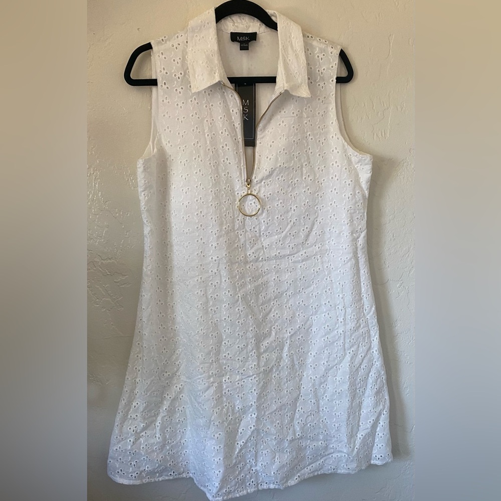White eyelet cotton dress